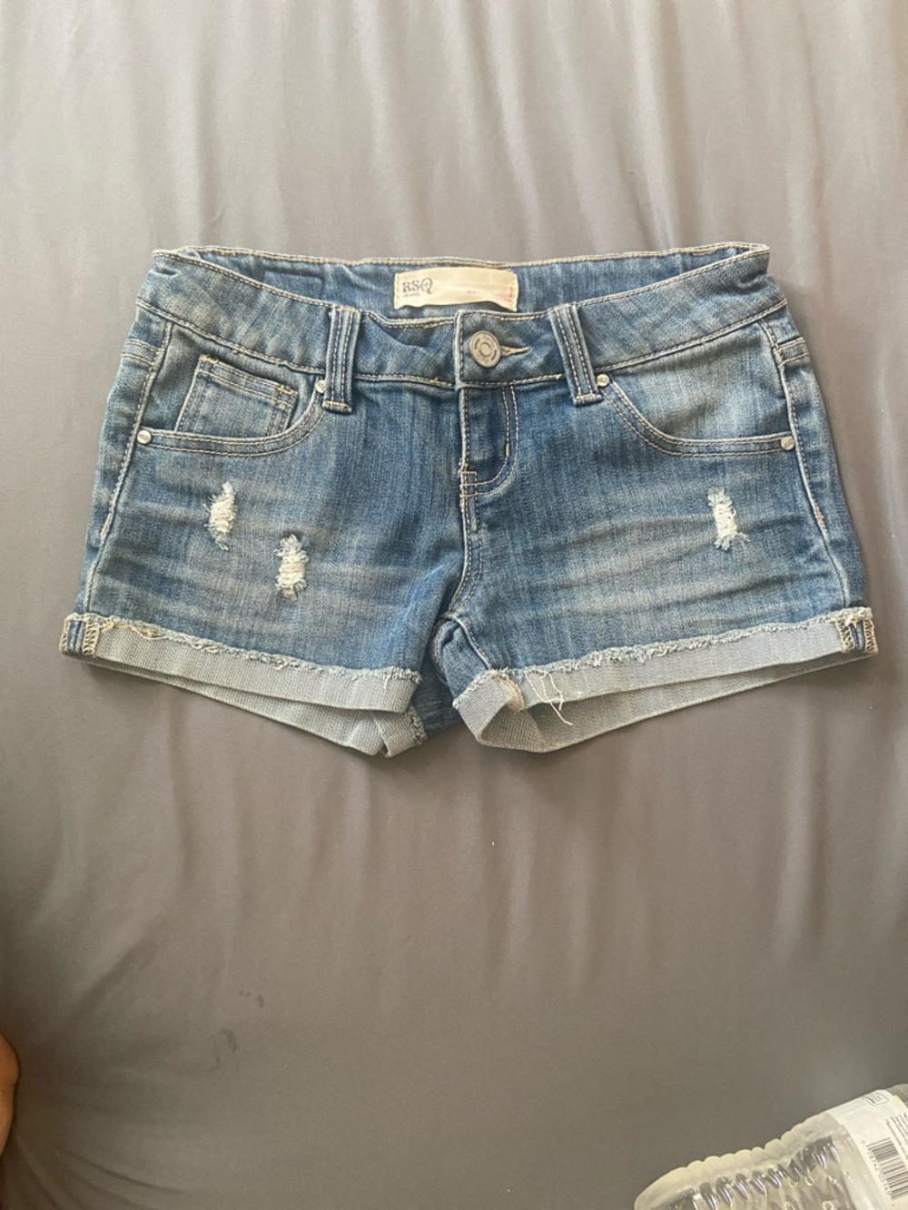 RSQ Light Blue Frayed Denim Cutoff Shorts